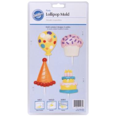 Imagem de Wilton Molde de aniversário de pirulito, 4 cavidades/4 designs