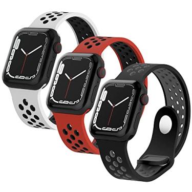Imagem de TALK WORKS Compatível com Apple Watch Band - Silicone 42/44/45 mm Pacote com 3 - Branco, Preto, Cinza