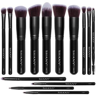 Imagem de SHANY Pincéis de maquiagem – Black Bombshell – Conjunto de pincéis de 14 peças – Base em pó corretivo sombras pincéis de maquiagem – Conjunto completo de pincéis de maquiagem Kabuki em preto - 14