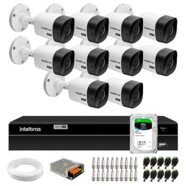 Imagem de Kit 10 Câmeras Bullet Vhc 1120 B Hdcvi Hd 720p Ip66 Visão Noturna 20m Intelbras + Dvr Mhdx 1216 com 16 Canais Multi Hd Intelbras + Hd 2tb Skyhawk