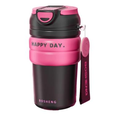 Imagem de Copo de café de aço inoxidável de 450 ml com canudo e tampa, caneca de viagem isolada para escritório e exterior, frasco de vácuo 316 à prova de vazamento, quente e frio, sem BPA, design