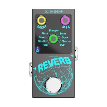 Imagem de Milageto Pedal de efeito reverb de guitarra, pedal de reverb com 9 modos de efeitos, pedal indicador led, pedal de guitarra portátil para realizar viagens