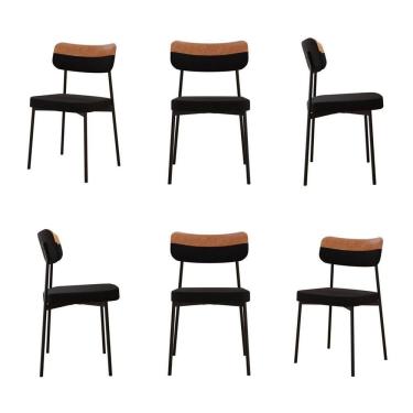Imagem de Kit com 6 Cadeiras para Sala de Jantar Mona Yescasa Preto /Caramelo