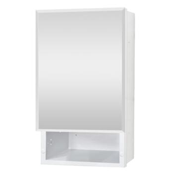 Imagem de FOMAYKO Armário com espelho 40,6 x 66,6 cm, simples e bonito, grande espaço de armazenamento, branco fosco para banheiro