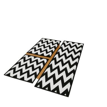 Imagem de Jogo de passadeira de cozinha tapete em jacquard antiderrapante 3 peças decoração impecável(Jogo M22 Chevron)