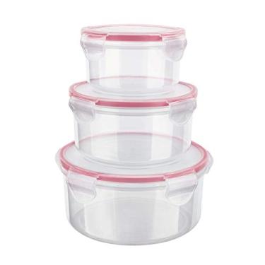 Imagem de Conjunto com 3 potes Herméticos Redondo Vermelho - PLA3635-VM - Euro Home