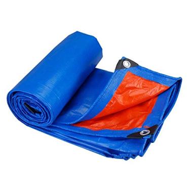 Imagem de OKUOKA Capa protetora universal de lona para proteção solar e chuva, desgaste geotêxtil e ilhós de metal durável, toldo de jardim ao ar livre, 21 tamanhos (cor: azul, tamanho: 6 x 6 m)