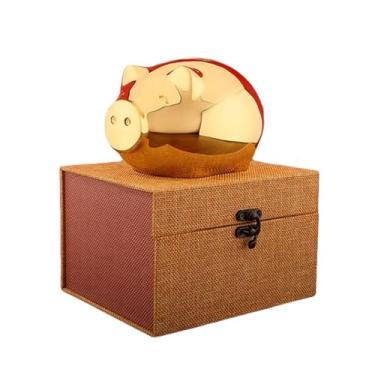 Imagem de ZABEES Cofrinho de porco dourado de latão depositável e removível presentes de casamento preciosos presentes práticos para aniversário, Páscoa