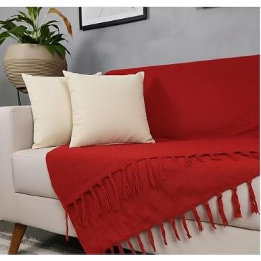 Imagem de Genérico, Kit Manta Para Sofá Vermelho + 2 Capas De Almofada Com Zíper Cor:04