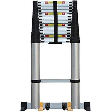 Imagem de OKUOKA Escada telescópica de pedal extra larga de 7 cm, 4 m/5 m/6 m/7 m/8 m, escadas telescópicas de extensão mais alta sobre rodas, para construção, telhado e loft (tamanho: 6,6 m/21,6 pés)