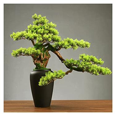 Imagem de KUYBTU Árvores artificiais, plantas, bonsai, árvore de bonsai, plantas artificiais em vaso de cerâmica, decoração de árvore de bonsai falso para banheiro, fazenda, planta artificial interna/externa
