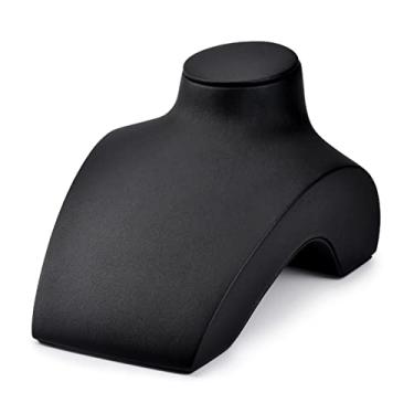 Imagem de Suporte de joias de couro PU branco suporte de exibição com manequim de microfibra modelo pingente suporte expositor loja balcão exibição de joias (cor: RX05502)