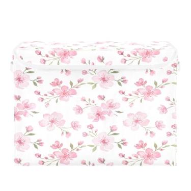 Imagem de Burbuja Caixa de armazenamento de flores com tampa e alças, caixa de armazenamento grande dobrável para prateleiras armário quarto escritório organizador