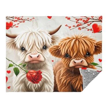 Imagem de CEBUGI Manta de flanela macia e quente 127 cm x 178 cm para sofá-cama, escritório, acampamento, viagem, highland cow, uso em todas as estações
