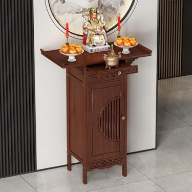 Imagem de Armário de altar de nicho de Buda com armários, decoração de casa de mesa plana, mesa de santuário chinês para espiritualidade, meditação e Feng Shui - Armazenamento elegante e seguro
