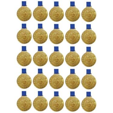 Imagem de Kit C/ 25 Medalhas de Ouro M43 Honra ao Mérito Fita Azul - Crespar