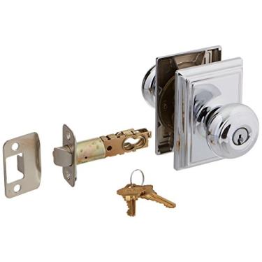 Imagem de Schlage Lock Company F51AGEO625ADD Maçaneta de porta à prova de pânico com entrada de chave georgiana cromado polido F51A com roseta Addison