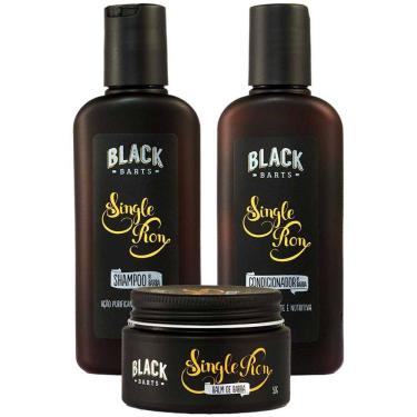 Imagem de Kit Barba Shampoo + Condicionador + Balm em Cera Single Ron Black Barts