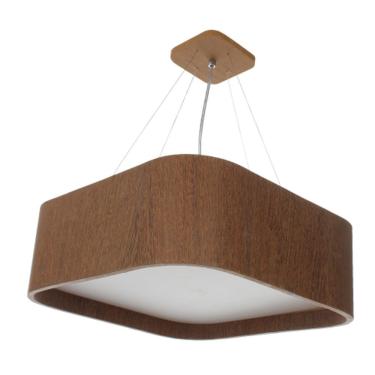 Imagem de Plafon Wood Quadrado Arredondado 30 X 30cm 2 Luzes E27 Imbuia