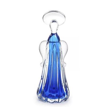 Imagem de Anjo Imagem Vidro Cristal Murano Azul São Marcos 28×10,5cm