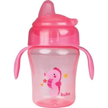 Imagem de Copo Buba Fundo do Mar com Alça Removível e Bico Macio Rosa 240ml