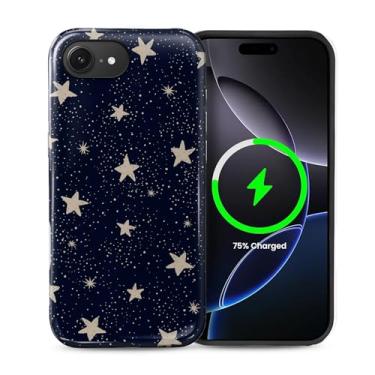 Imagem de casesok Capa para iPhone 16e, compatível com MagSafe, capa rígida de camada dupla + capa de silicone, proteção total à prova de choque para iPhone 16e-Midnight Starry Sky
