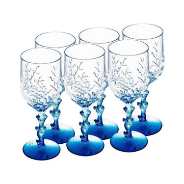 Imagem de Conjunto 6 Taças de Acrílico Coral Azul 450ml Wolff