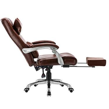 Imagem de UISLA Mesa de jogos de couro PU com encosto alto para computador com apoio para os pés, mesa de computador ergonômica ajustável em altura com encosto de cabeça e suporte lombar