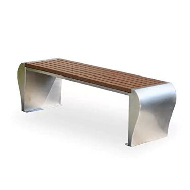 Imagem de Mobiliário de entrada, banco de exterior, banco de aço inoxidável, banco de jardim, descanso de jardim, assento de madeira de plástico, cadeira de parque de lazer, cadeiras de parque (B)