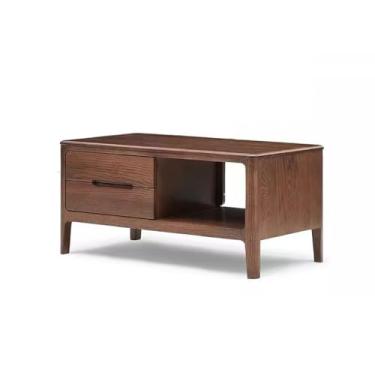 Imagem de Mesa de centro toda de madeira maciça mesa de café moderna simples mesa de chá de carvalho nórdico pequeno apartamento sala de estar mesa de chá mesa de quarto
