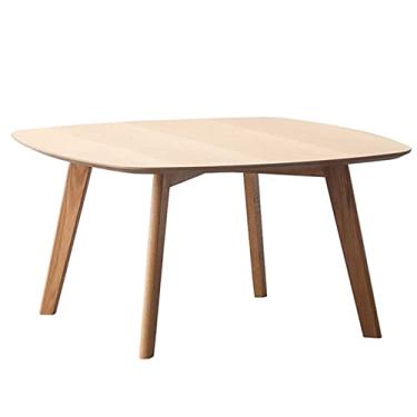 Imagem de Mesa de centro de fazenda, mesa de centro de madeira e material ecológico resistente, mesa de canto pequena quadrada para sala de estar, quarto, varanda