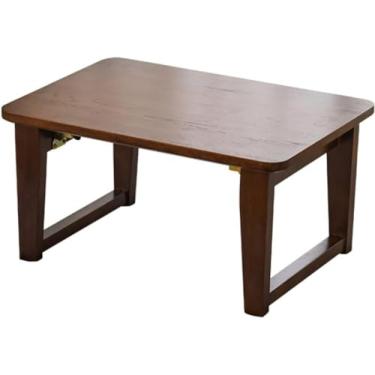 Imagem de Mesa de café dobrável de borracha mesas de chá de madeira à prova d'água com design ergonômico espesso e estável mesa lateral para sala de estar, escritório em casa (cor: A, tamanho: 60 cm x 40 x 30