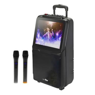 Imagem de Caixa Som Box Karaoke Tv 100W Com Tela 15 Pol Bt 2 Microfone