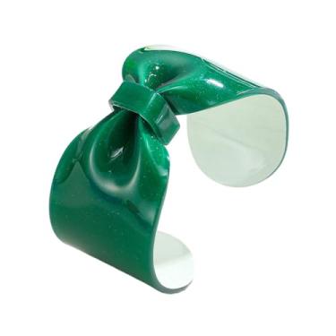 Imagem de KIFEDSLJ Pulseira de resina com laço aberto e laço colorido acrílico placa acetato pulseira pulseira para mulheres joias, elastic, Acrílico, Sem pedra