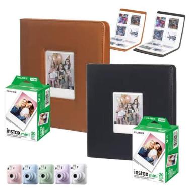 Imagem de Filme Instax Mini 20 Fotos + Album Marrom Couro para 288 Fotos Instax 