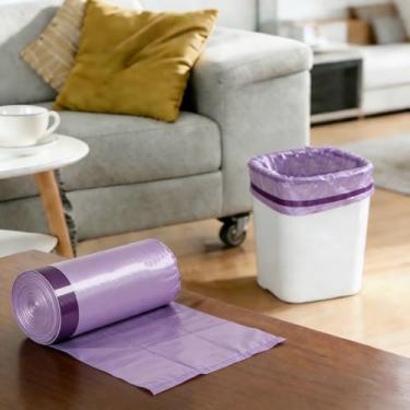 Imagem de Saco de lixo com cordão, 100 peças, pequenos sacos de lixo à prova de vazamento, pequenos sacos de lixo sem cheiro, forros de lata de mini cesto de lixo de 15 litros para escritório, quarto, banheiro