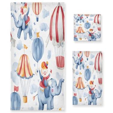 Imagem de xigua Conjunto de toalhas de banheiro de palhaços em aquarela absorvente toalha de banho macia de 3 peças toalha de mão toalhas decorativas para banheiro, academia, hotel, praia, piscina