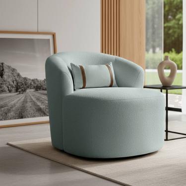 Imagem de Puff Poltrona Decorativa Orgânica Roma Sala Bouclé Com Almofada