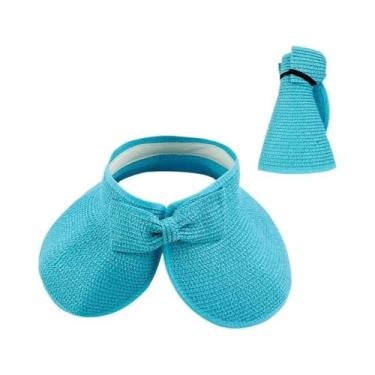 Imagem de Chapéu De Palha Feminino Dobrável De Aba Larga Com Laço Para Praia E P