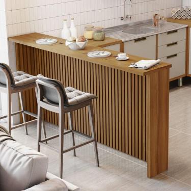 Imagem de Painel Bancada para Cozinha Nesher 200cm Nesher Móveis Freijó