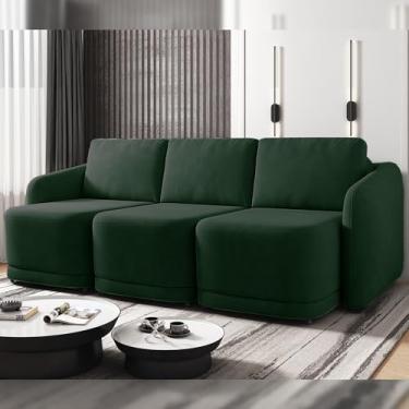 Imagem de Sofá Cama Modulado Retrátil e Reclinável Decorativo Varsóvia 276cm Veludo Verde G33 - Gran Belo