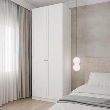 Imagem de Guarda Roupa Modulado 2 Portas Americanas com Cabideiro e 2 Gavetas Hera Cabecasa Madeiramadeira Branco Geada