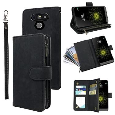 Imagem de Dibosom Capa carteira compatível com LG G5 e porta-cartão de crédito de couro vintage premium com suporte para celular acessórios fólio bolsa cordão alça de pulso capa de telefone para LGG5 SE LG5 G 5