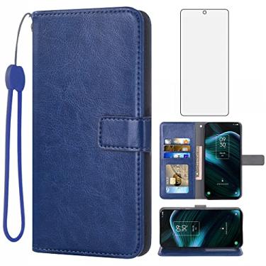 Imagem de Asuwish Compatível com TCL Stylus 5G 2022 capa carteira protetora de tela de vidro temperado e capa flip de couro suporte suporte acessórios celulares capas de telefone para TLC Stylo G5 6.81 T779W