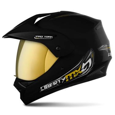 Imagem de CAPACETE FECHADO PRO TORK LIBERTY MX VISION PRO PRETO TAM. 60 VIS. DOURADA