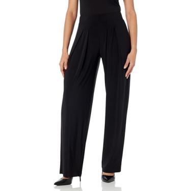 Imagem de Norma Kamali Calça feminina plissada de cintura baixa, Preto, M