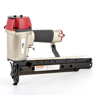 Imagem de CREWTOWER Pistola de prego pneumática de acabamento reto T64, calibre 16, 2,5 cm a 6,3 cm, acabamento reto para moldagem, rodapé, acabamento e acabamento, movida a ar