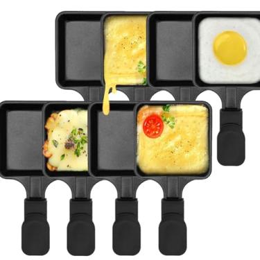 Imagem de HONNE Conjunto de 8 peças com revestimento antiaderente mini ferro Raclette Grill Pan de substituição para queijo/Pratos de raclette adicionais Mini Grill Pan