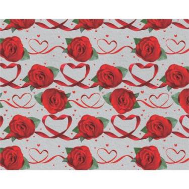 Imagem de Papel Presente Bobina Couche 60CM MOD.540 Rosas e Corações BO-100MTS -