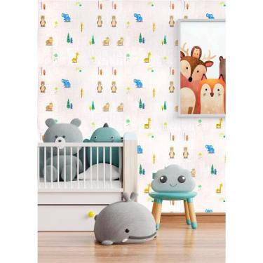 Imagem de Papel de Parede Infantil Animais 3D Auto Colante Bebê 70X77  - Yins Ho